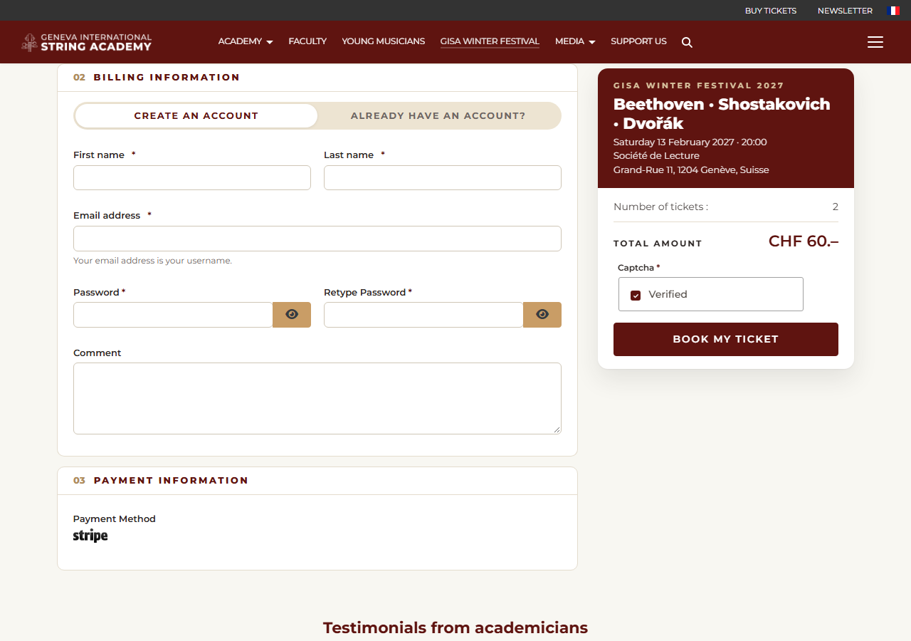 Creating the account