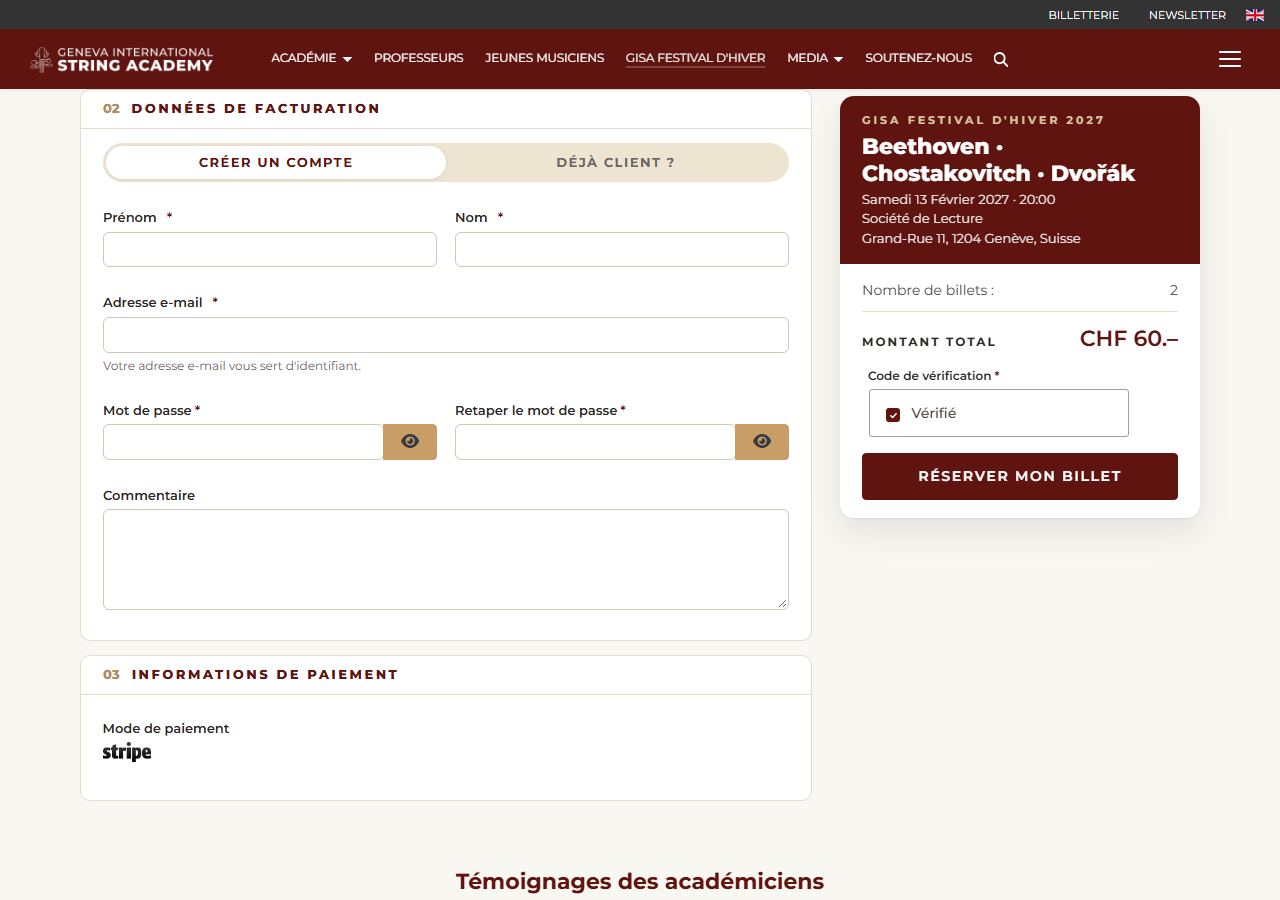 La création du compte