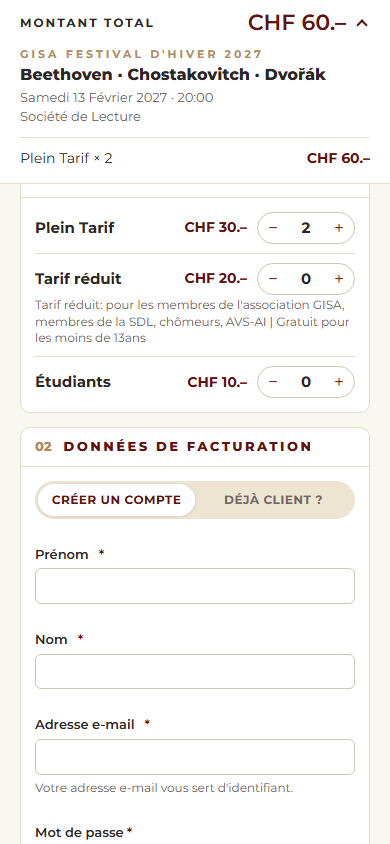 Le montant total sur téléphone